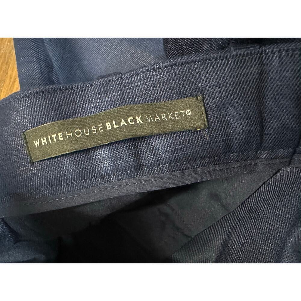 Linen Blend Wide Leg Pants Women 12 Blue Career Academia Twee Classy Neutral - Picture 9 of 10